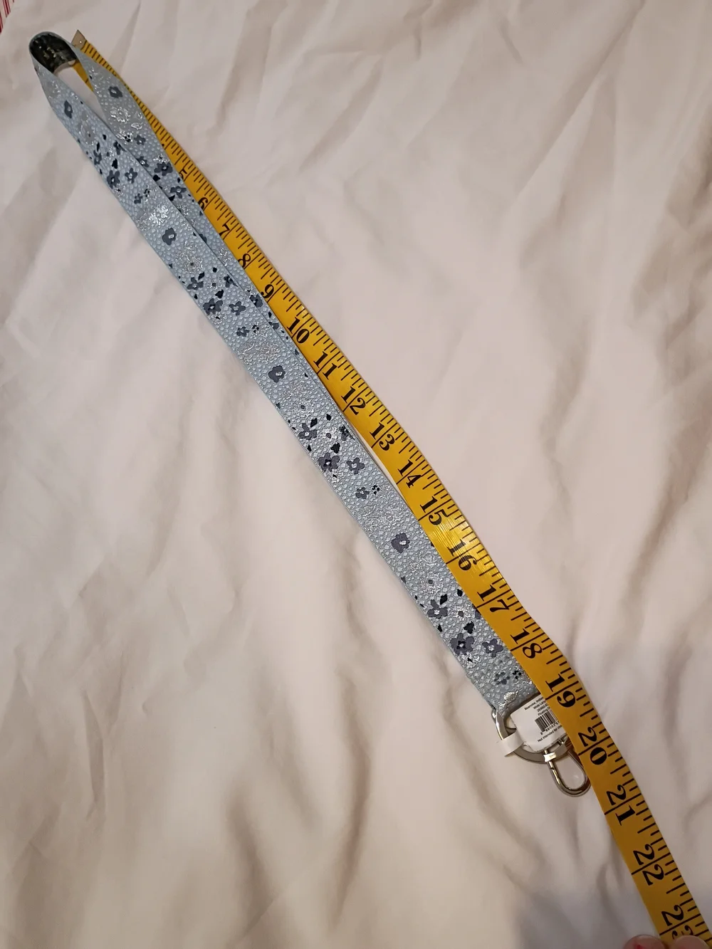 Floral Lanyard - Floating Ditsy Blue with shimmer with Silver Hardware